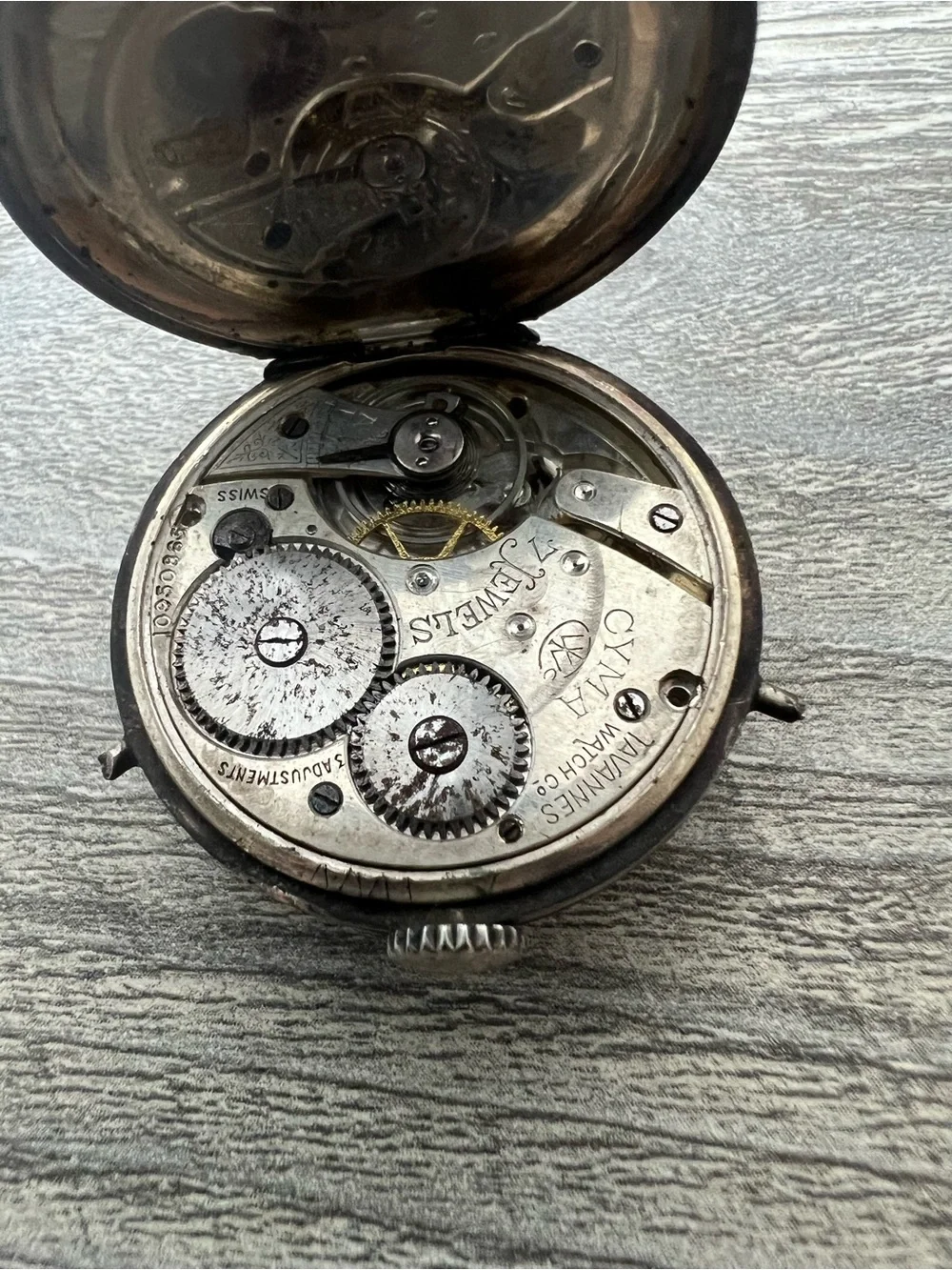 Cyma Vintage Pocket Watch - Aged Silver Dial
